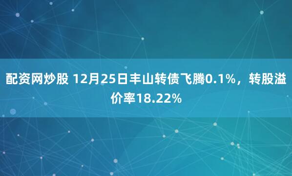 配资网炒股 12月25日丰山转债飞腾0.1%，转股溢价率18.22%