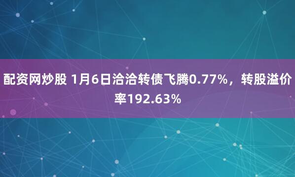 配资网炒股 1月6日洽洽转债飞腾0.77%，转股溢价率192.63%