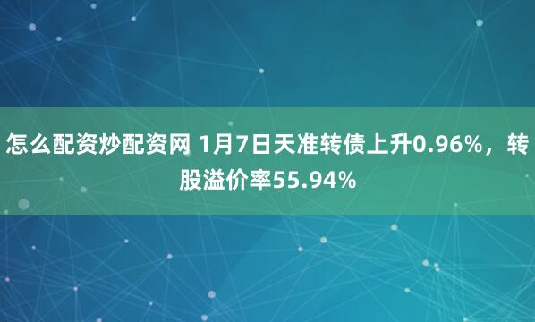怎么配资炒配资网 1月7日天准转债上升0.96%，转股溢价率55.94%